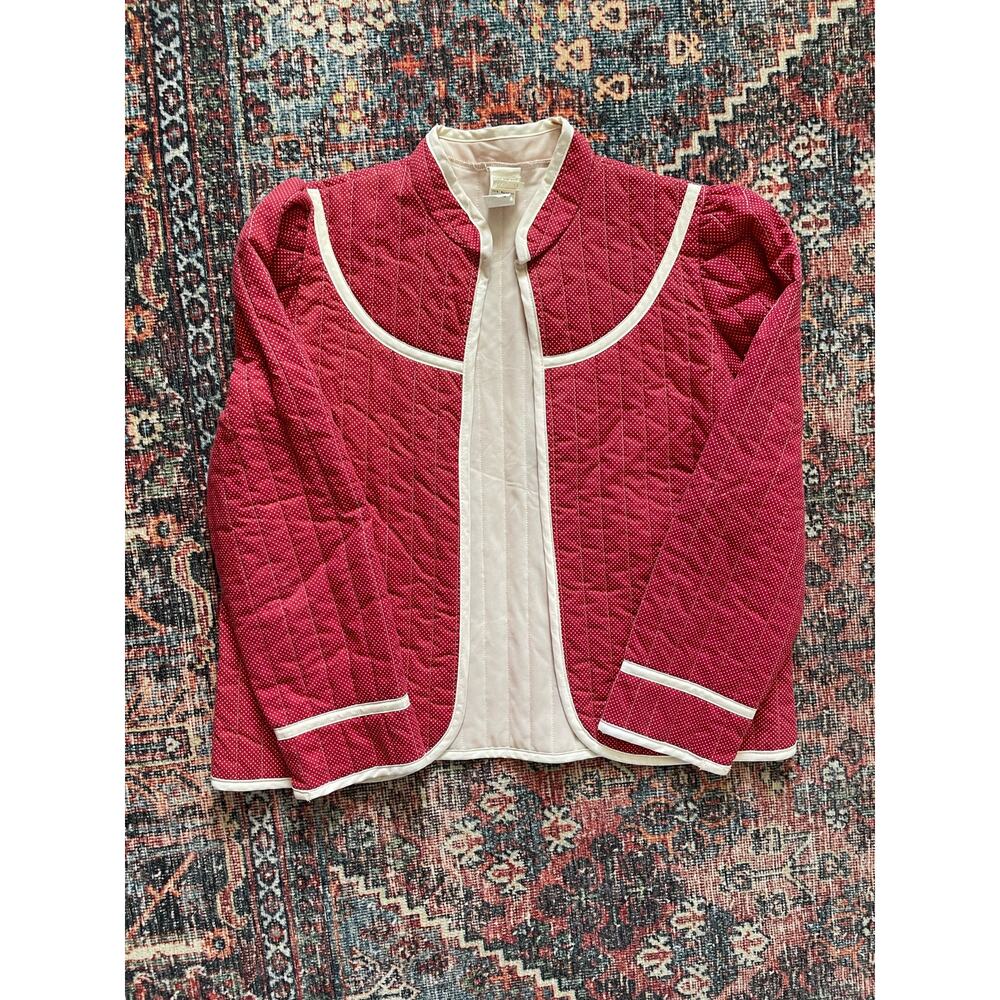 Vintage Montgomery Ward Women's Open Front Qulited Jacket Red Size S
